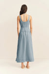 Ellsworth Bustier Gathered Midi Dress - Bleached Blue