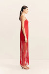 Moraya Square Neck Fringe Maxi Dress - Chilli