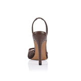 Jade Heel Chocolate Mesh & Lizard-Embossed Leather