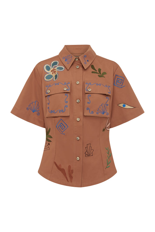 DUSTY EMBROIDERED FITTED SHIRT