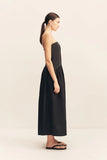 Billie Contrast Strapless Midi Dress - Black