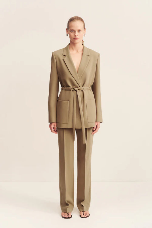 Irena Oversized Belted Blazer - Oak