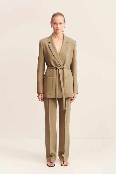 Irena Oversized Belted Blazer - Oak