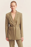 Irena Oversized Belted Blazer - Oak
