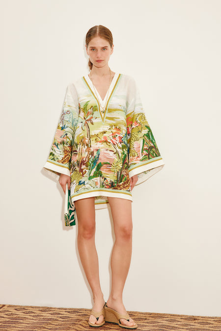 Carmine Embroidered Mini Dress