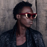 Lafayette- Burgundy Light Tan Splice w. Gold Metal / Brown Gradient Lens