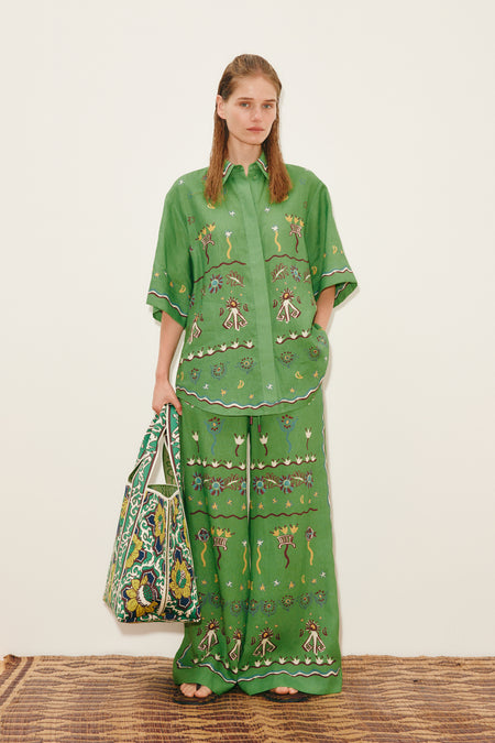 Carmine Embroidered Mini Dress