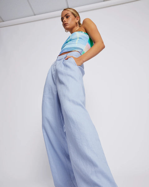 WIDE LEG TROUSERS - ALICE BLUE