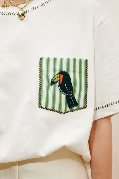 TOUCAN TANGO EMBROIDERED POCKET TEE