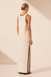 Lena Plunged Maxi Dress - Ivory/Black