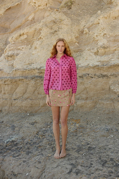 Vivian Blouse in Orchid Dot