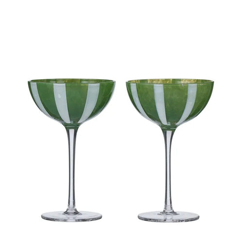 Aperitivo S/2 Coupe Glass Green/Ivory