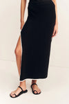 Lena Side Split Maxi Skirt - Black