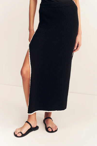 Lena Side Split Maxi Skirt - Black