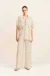 Houston Sheer Drawstring Pant - Blanc Polka