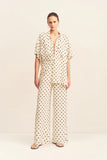 Houston Sheer Drawstring Pant - Blanc Polka