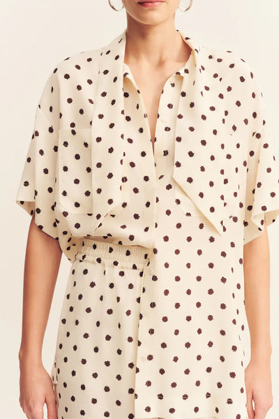 Houston Sheer Shirt With Tie - Blanc Polka