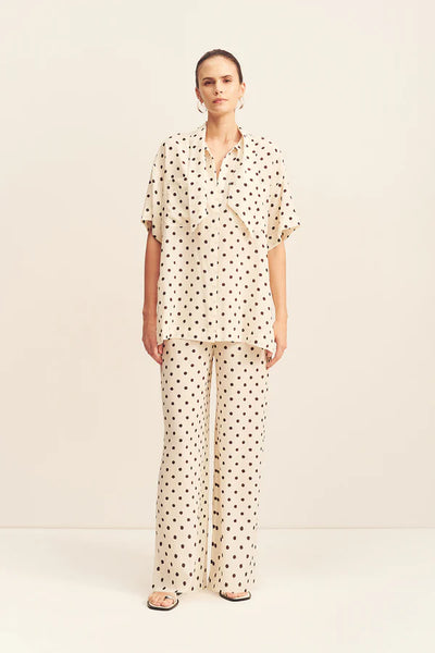 Houston Sheer Shirt With Tie - Blanc Polka
