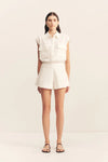 Wellington Button Up Short - Ivory