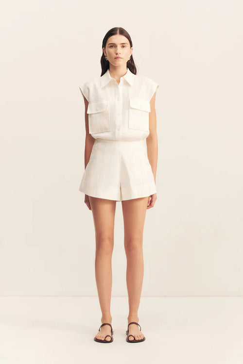 Wellington Button Up Short - Ivory