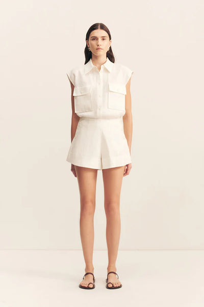 Wellington Button Up Short - Ivory
