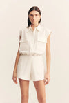 Wellington Button Up Short - Ivory