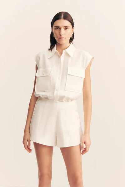 Wellington Button Up Short - Ivory