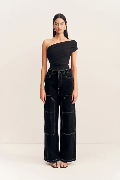 Mercer Wide Leg Cargo Jean - Black