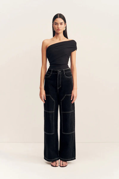 Mercer Wide Leg Cargo Jean - Black