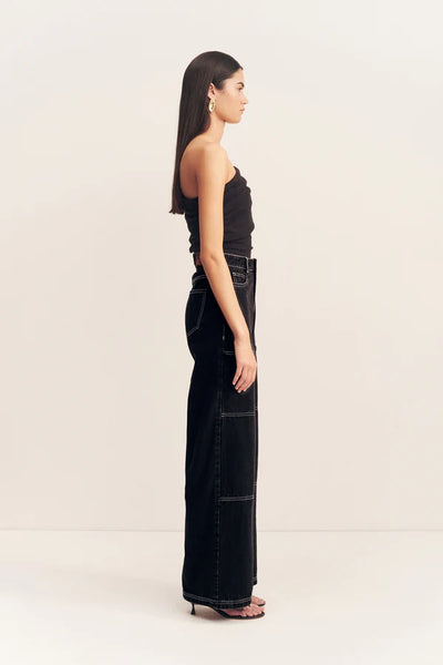 Mercer Wide Leg Cargo Jean - Black