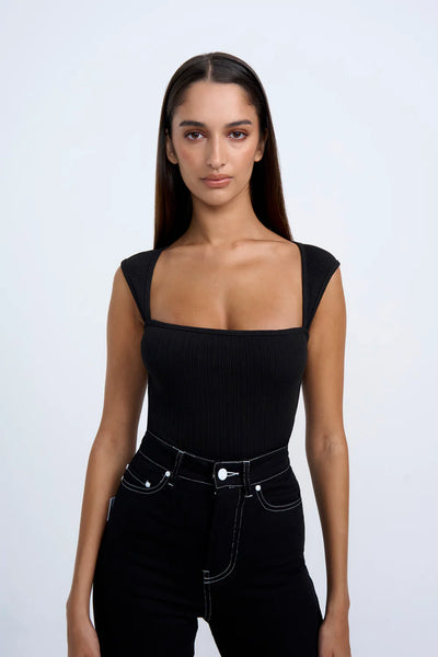 ARIEL RIB TOP - BLACK