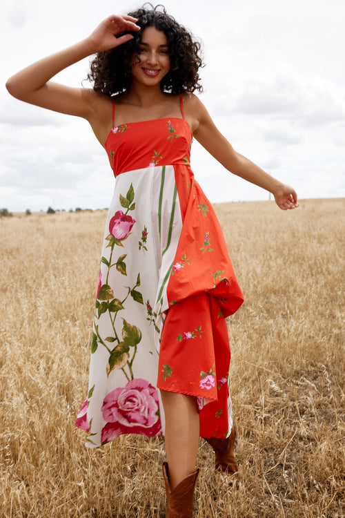 RUE DRESS IN RUBY ANTIQUE ROSE