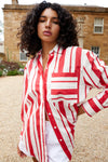 BUDDY SHIRT IN RUBY ANTIQUE STRIPE