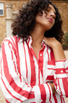 BUDDY SHIRT IN RUBY ANTIQUE STRIPE