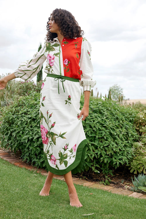 RAFFERTY SKIRT IN RUBY ANTIQUE ROSE