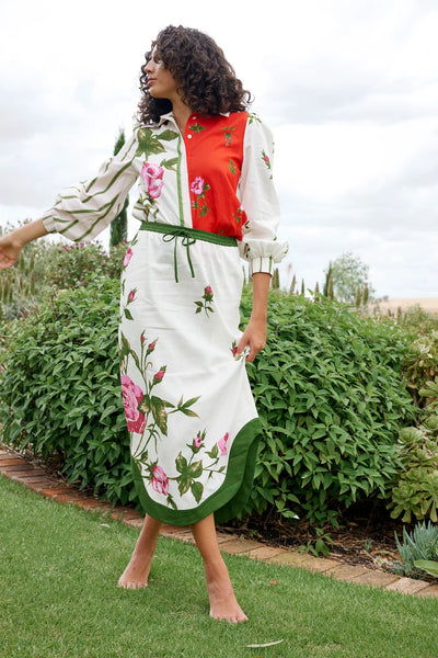 RAFFERTY SKIRT IN RUBY ANTIQUE ROSE