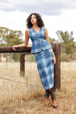 NOLA SKIRT IN INDIGO PLAID
