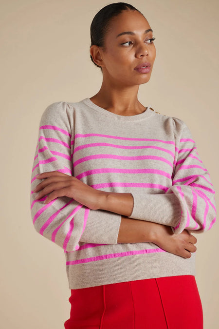 Milkshake Sweater- Navy/Pale Pink