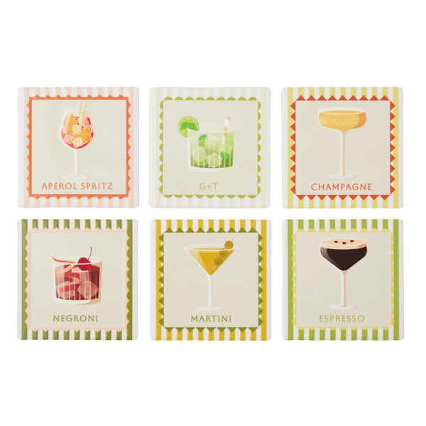Aperitif Ceramic Coaster 10cm 6 Asst