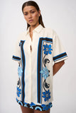 AZURE GRANADA FLOWER SHIRT - AQUA NAVY IVORY