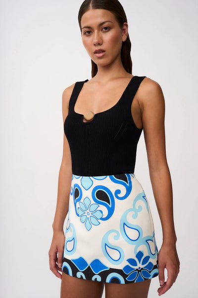 AZURE GRANADA MINI SKIRT- AQUA NAVY IVORY