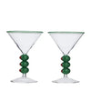 OLIVE S/2 COCKTAIL GLASS 11X15CM CLR/GRN
