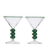 OLIVE S/2 COCKTAIL GLASS 11X15CM CLR/GRN