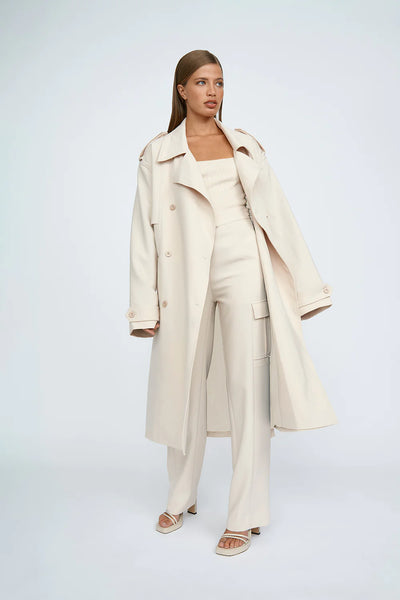 BLAIR BELTED TRENCH COAT - SAND