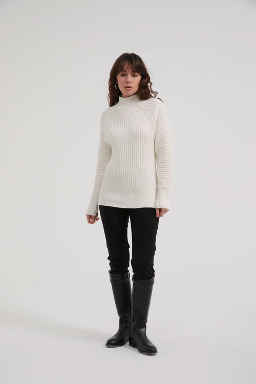 FITTED RIB KNIT- IVORY