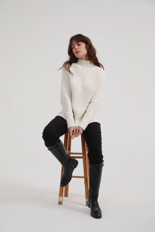 FITTED RIB KNIT- IVORY