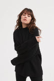 CLASSIC CABLE TURTLE NECK KNIT- BLACK