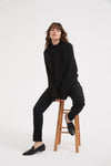 CLASSIC CABLE TURTLE NECK KNIT- BLACK