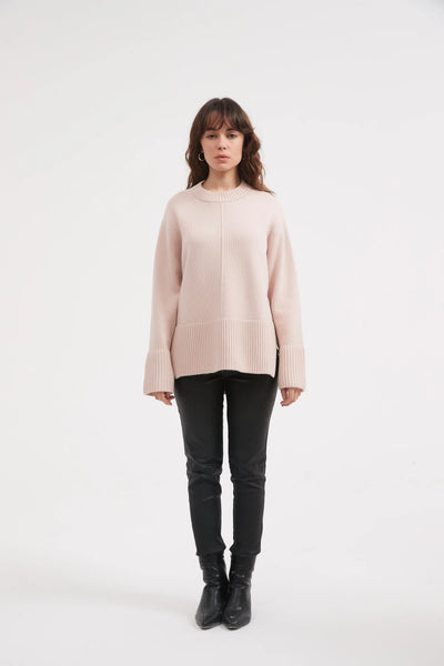 DEEP SPLIT KNIT- CHAMPAGNE PINK