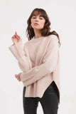 DEEP SPLIT KNIT- CHAMPAGNE PINK